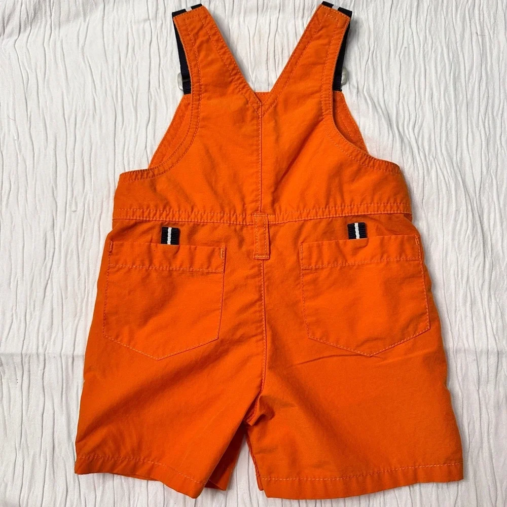 Gymboree Vintage Y2K 2001 Overalls Surfs‎ Up Orange Navy Cotton Blend 0-3 Months